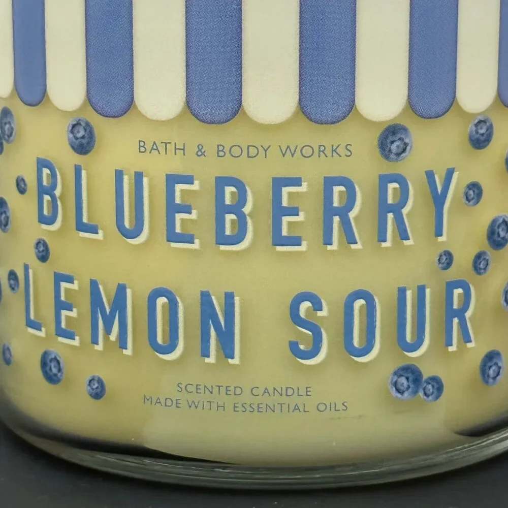 BBW Blueberry Lemon Sour Bath & Body Works 3 Wick Candle - Picture 3 of 10